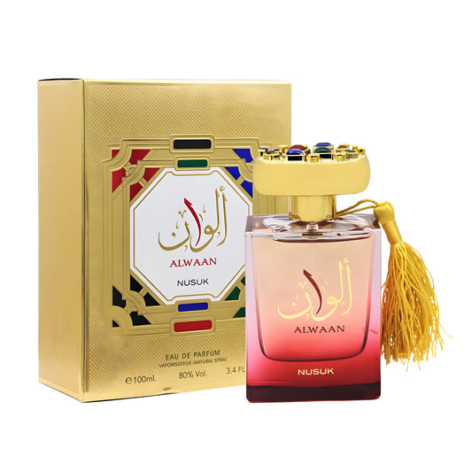 NUSUK ALWAAN bottle and box details by Nusuk | تفاصيل زجاجة وعبوة NUSUK ALWAAN من نسك