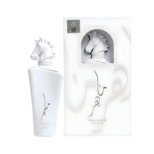 LATTAFA MAAHIR HONOR bottle and box details by Lattafa | تفاصيل زجاجة وعبوة LATTAFA MAAHIR HONOR من لطافة