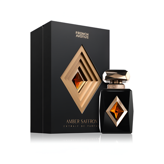 FRENCH AVENUE AMBER SAFFRON bottle and box details by French Avenue | تفاصيل زجاجة وعبوة FRENCH AVENUE AMBER SAFFRON من فرنش أفينيو