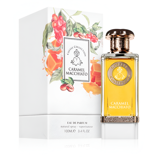 FRAGRANCE WORLD CARAMEL MACCHIATO bottle and box details by Fragrance World | تفاصيل زجاجة وعبوة FRAGRANCE WORLD CARAMEL MACCHIATO من فراجنس وورلد