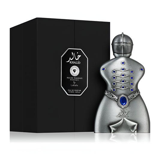 NICHE EMARATI KHALID bottle and box details by Niche | تفاصيل زجاجة وعبوة NICHE EMARATI KHALID من دوريا للعطور