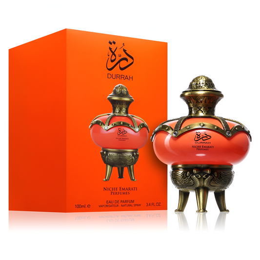 NICHE EMARATI DURRAH bottle and box details by Niche | تفاصيل زجاجة وعبوة NICHE EMARATI DURRAH من دوريا للعطور