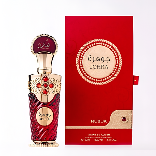 NUSUK JOHRA bottle and box details by Nusuk | تفاصيل زجاجة وعبوة NUSUK JOHRA من نسك