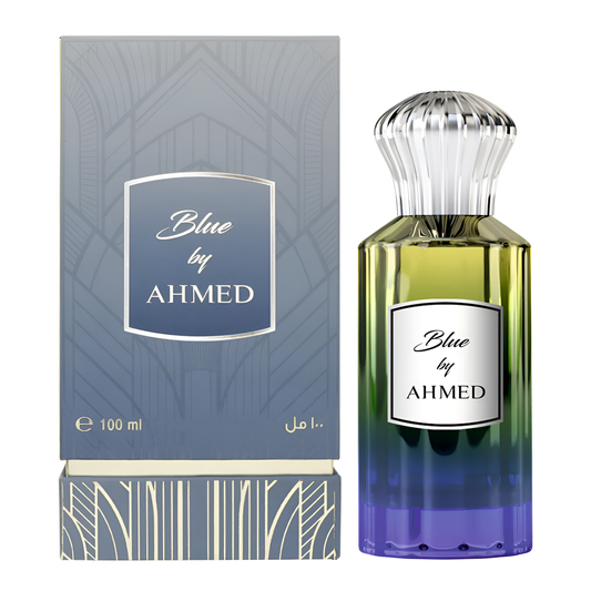 AHMED AL MAGHRIBI BLUE BY AHMED bottle and box details by Ahmed Al Maghribi | تفاصيل زجاجة وعبوة AHMED AL MAGHRIBI BLUE BY AHMED من دوريا للعطور