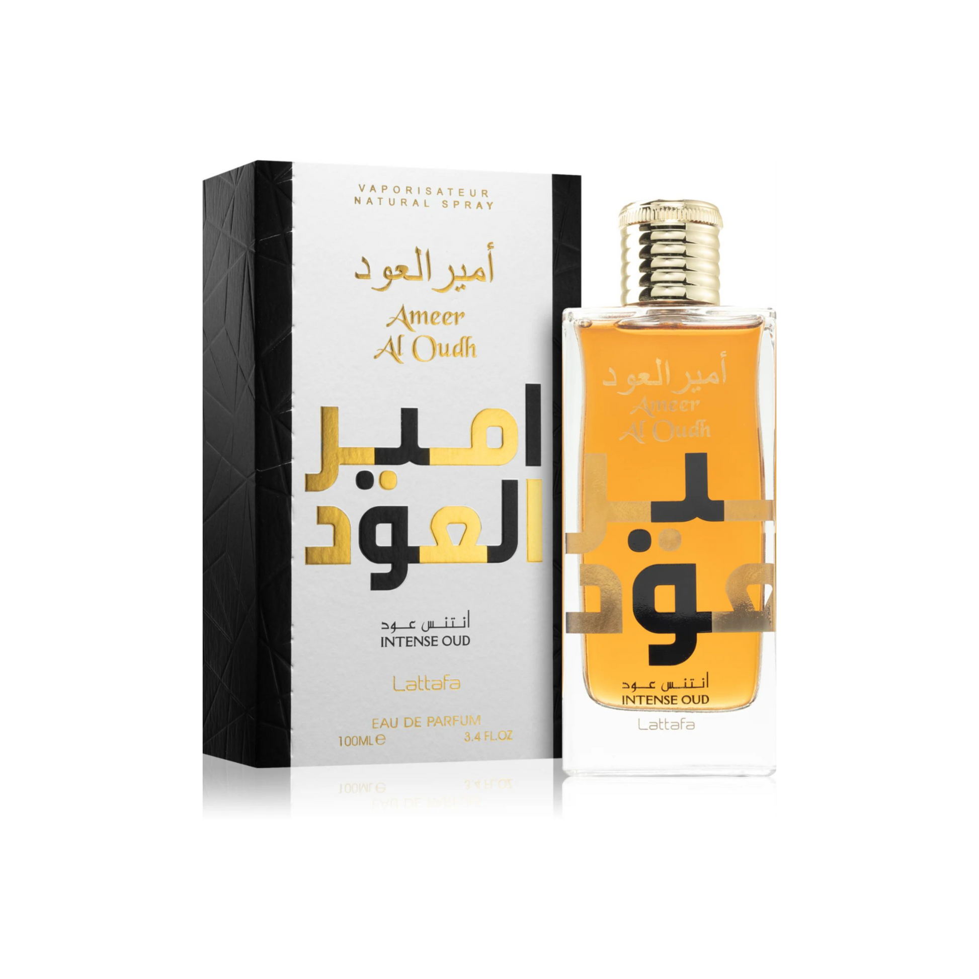 LATTAFA AMEER AL OUDH – INTENSE bottle and box details by Lattafa | تفاصيل زجاجة وعبوة LATTAFA AMEER AL OUDH – INTENSE من لطافة