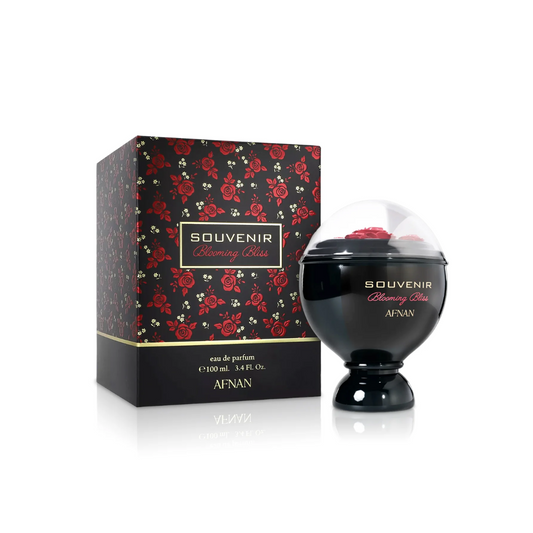 AFNAN BLOOMING BLISS EDP 100ML bottle and box details by Afnan | تفاصيل زجاجة وعبوة AFNAN BLOOMING BLISS EDP 100ML من أفنان