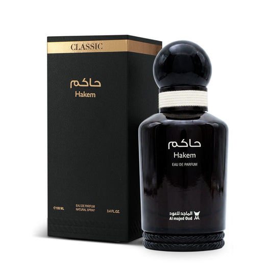 AL MAJED HAKEM CLASSIC 100ML bottle and box details by Al Majed Oud | تفاصيل زجاجة وعبوة AL MAJED HAKEM CLASSIC 100ML من الماجد للعود