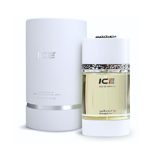 AL MAJED ICE 150 ML bottle and box details by Al Majed Oud | تفاصيل زجاجة وعبوة AL MAJED ICE 150 ML من الماجد للعود
