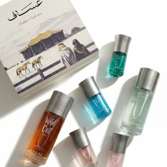 ASSAF BAKHUR GIFTSET bottle and box details by Assaf | تفاصيل زجاجة وعبوة ASSAF BAKHUR GIFTSET من عساف