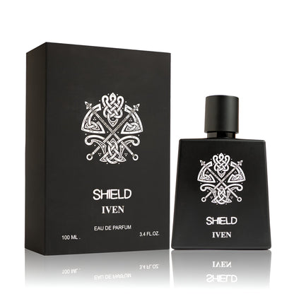 IVEN SHIELD bottle and box details by Iven | تفاصيل زجاجة وعبوة IVEN SHIELD من إيفن