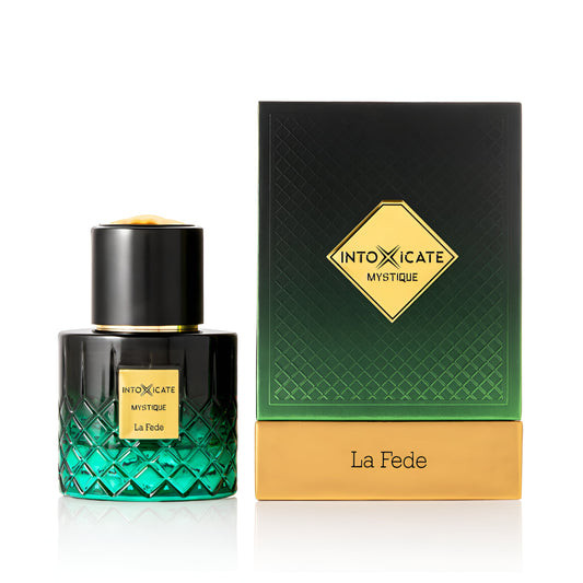 KHADLAJ LA FEDE INTOXICATE MYSTIQUE bottle and box details by Khadlaj | تفاصيل زجاجة وعبوة KHADLAJ LA FEDE INTOXICATE MYSTIQUE من خدلج