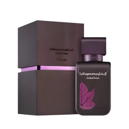RASASI LA YUQAWAM ORCHID PRAIRIE bottle and box details by Rasasi | تفاصيل زجاجة وعبوة RASASI LA YUQAWAM ORCHID PRAIRIE من الرصاصي
