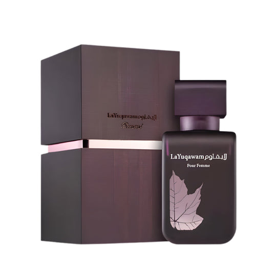 RASASI LA YUQAWAM POUR FEMME bottle and box details by Rasasi | تفاصيل زجاجة وعبوة RASASI LA YUQAWAM POUR FEMME من الرصاصي
