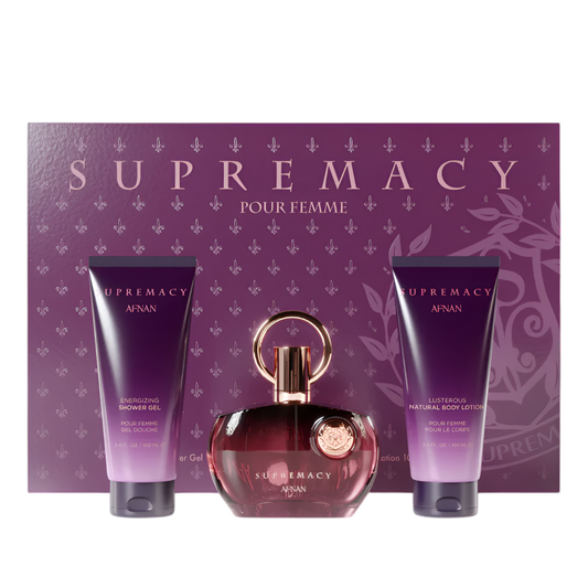 AFNAN SUPERMACY POUR FEMME GIFTSET by Afnan original perfume gift set in Qatar | طقم هدايا عطري AFNAN SUPERMACY POUR FEMME GIFTSET الأصلي من أفنان في قطر