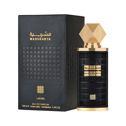LATTAFA MASHRABYA bottle and box details by Lattafa | تفاصيل زجاجة وعبوة LATTAFA MASHRABYA من لطافة