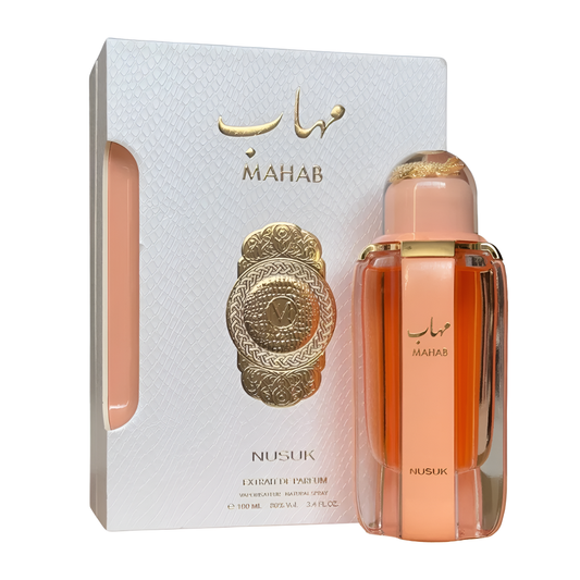 NUSUK MAHAB bottle and box details by Nusuk | تفاصيل زجاجة وعبوة NUSUK MAHAB من نسك