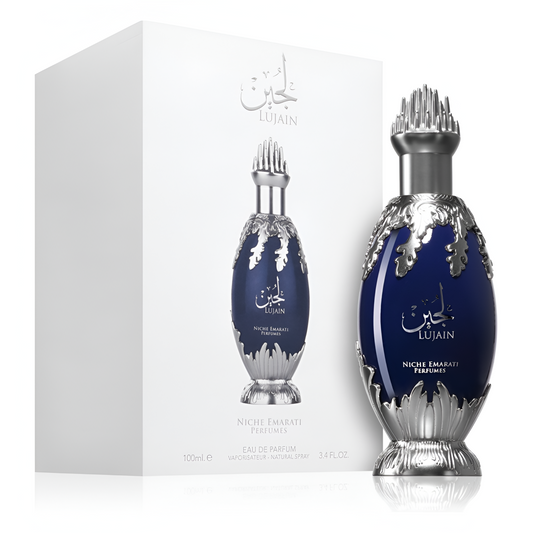 NICHE EMARATI LUJAIN bottle and box details by Niche | تفاصيل زجاجة وعبوة NICHE EMARATI LUJAIN من دوريا للعطور