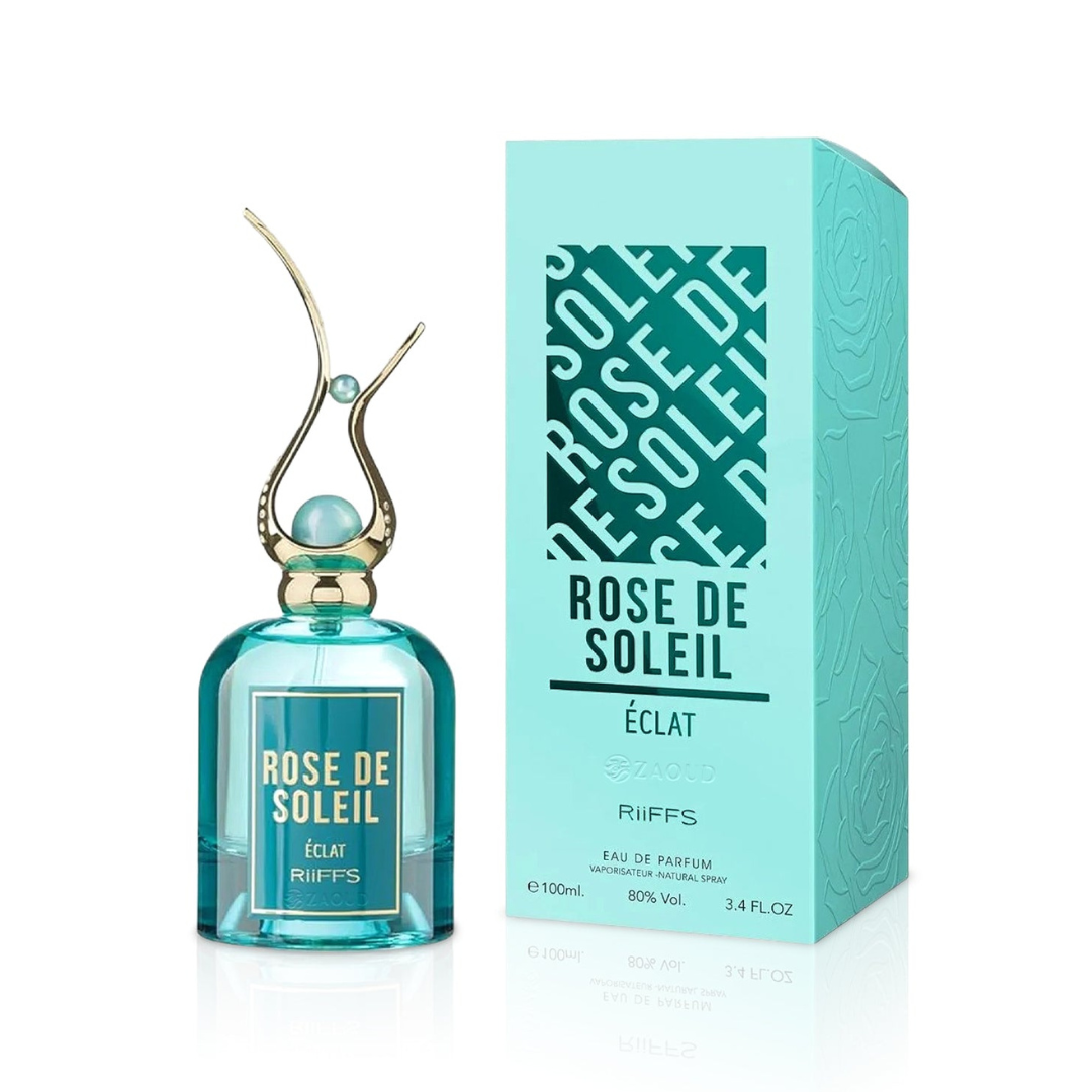 ROSE DE SOLEIL ECLAT bottle and box details by Rose | تفاصيل زجاجة وعبوة ROSE DE SOLEIL ECLAT من دوريا للعطور