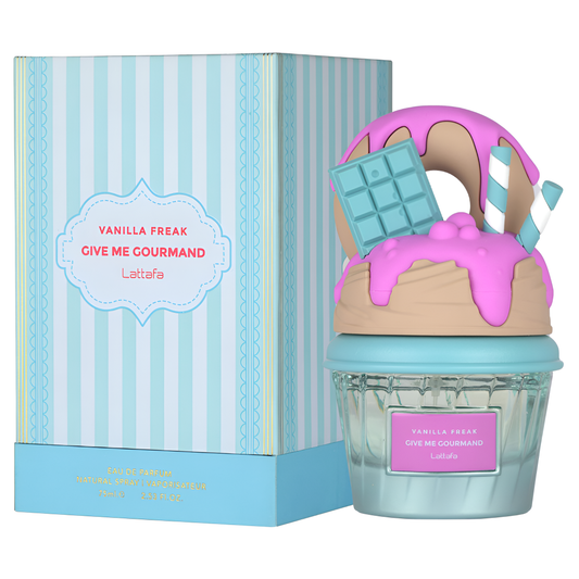 LATTAFA GOURMAND VANILLA FREAK bottle and box details by Lattafa | تفاصيل زجاجة وعبوة LATTAFA GOURMAND VANILLA FREAK من لطافة