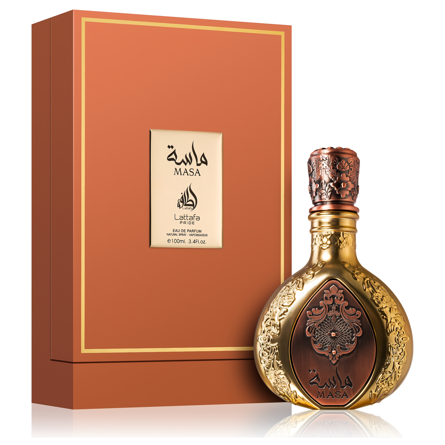 LATTAFA PRIDE MASA bottle and box details by Lattafa Pride | تفاصيل زجاجة وعبوة LATTAFA PRIDE MASA من لطافة